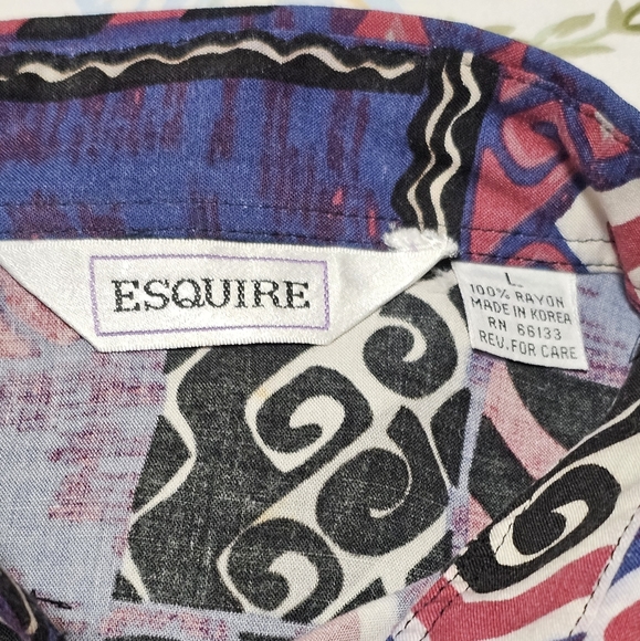 ESQUIRE Vintage Men's Button-down Aztec Pattern - Picture 2 of 7